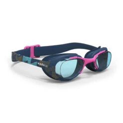 Lunettes De Natation - Xbase Print L - Verres Clairs - Marine Rose Or -Nabaiji 8589267