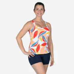 Maillot De Bain De Natation Femme 1 Pièce Tankini Shorty HEVA Lea Melon -Nabaiji 8774082