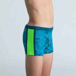 Boxer De Bain Natation Garçon - Yokob - Bleu Sombre / Vert Fluo -Nabaiji boxer de bain natation garcon yokob bleu sombre slash vert fluo 2