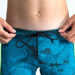 Boxer De Bain Natation Garçon - Yokob - Bleu Sombre / Vert Fluo -Nabaiji boxer de bain natation garcon yokob bleu sombre slash vert fluo 4