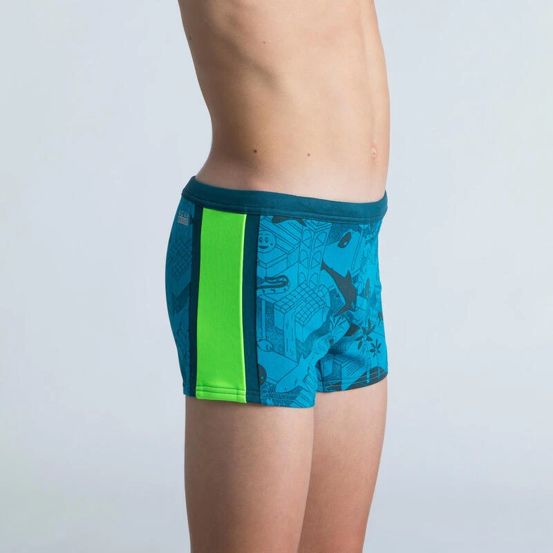 Boxer De Bain Natation Garçon - Yokob - Bleu Sombre / Vert Fluo 5 Boxer De Bain Natation Garçon - Yokob - Bleu Sombre / Vert Fluo – Image 3