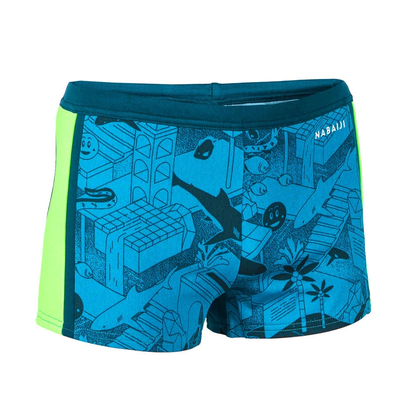 Boxer De Bain Natation Garçon - Yokob - Bleu Sombre / Vert Fluo 3 Boxer De Bain Natation Garçon - Yokob - Bleu Sombre / Vert Fluo