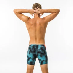 Boxer De Bain Natation Homme - Long - Turquoise / Noir / Orange -Nabaiji boxer de bain natation homme long turquoise noir orange 4