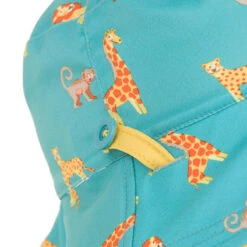 Chapeau Anti UV Bébé Réversible Jaune Et Bleu Imprimé SAVANE -Nabaiji chapeau anti uv bebe reversible jaune et bleu imprime savane 6