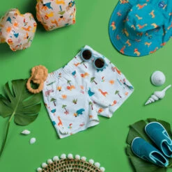 Chapeau Anti UV Bébé Réversible Jaune Et Bleu Imprimé SAVANE -Nabaiji chapeau anti uv bebe reversible jaune et bleu imprime savane 7