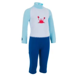 Combinaison De Natation Anti UV Bébé / Enfant Manches Longues Bleu Imprimé