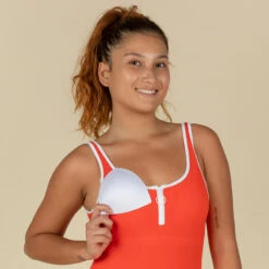 Maillot De Bain De Natation 1 Pièce Femme Heva Joy Zip Rouge -Nabaiji maillot de bain de natation 1 piece femme heva joy zip rouge 3