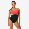 Maillot De Bain De Natation 1 Pièce Femme Heva Li Noir Corail -Nabaiji maillot de bain de natation 1 piece femme heva li noir corail