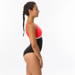 Maillot De Bain De Natation 1 Pièce Femme Heva Li Noir Corail -Nabaiji maillot de bain de natation 1 piece femme heva li noir corail 3