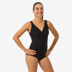 Maillot De Bain De Natation Femme 1 Pièce Gaufré Kaipearl New Noir