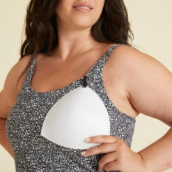 Maillot De Bain De Natation Femme 1 Pièce Tankini Shorty HEVA Leo Noir -Nabaiji maillot de bain de natation femme 1 piece tankini shorty heva leo noir 2