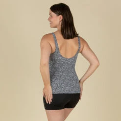 Maillot De Bain De Natation Femme 1 Pièce Tankini Shorty HEVA Leo Noir -Nabaiji maillot de bain de natation femme 1 piece tankini shorty heva leo noir 4