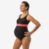 Maillot De Bain De Natation Grossesse 1 Pièce Romane Noir Corail -Nabaiji maillot de bain de natation grossesse 1 piece romane noir corail