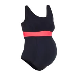Maillot De Bain De Natation Grossesse 1 Pièce Romane Noir Corail -Nabaiji maillot de bain de natation grossesse 1 piece romane noir corail 2