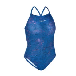 Maillot De Bain De Natation Une Pièce Femme Kamyli ALL FLU Bleu -Nabaiji maillot de bain de natation une piece femme kamyli all flu bleu 4