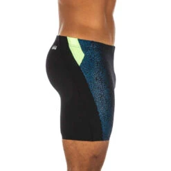 Boxer De Bain Natation Homme - Long - Noir / Bleu / Jaune -Nabaiji maillot de bain homme boxer long 500 noir jaune bleu 2