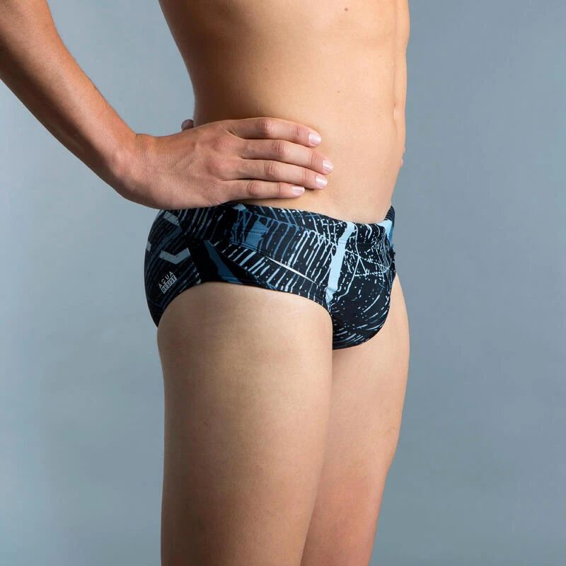 MAILLOT DE BAIN NATATION HOMME SLIP 900 PRINT KOLI GRIS 5 MAILLOT DE BAIN NATATION HOMME SLIP 900 PRINT KOLI GRIS – Image 3