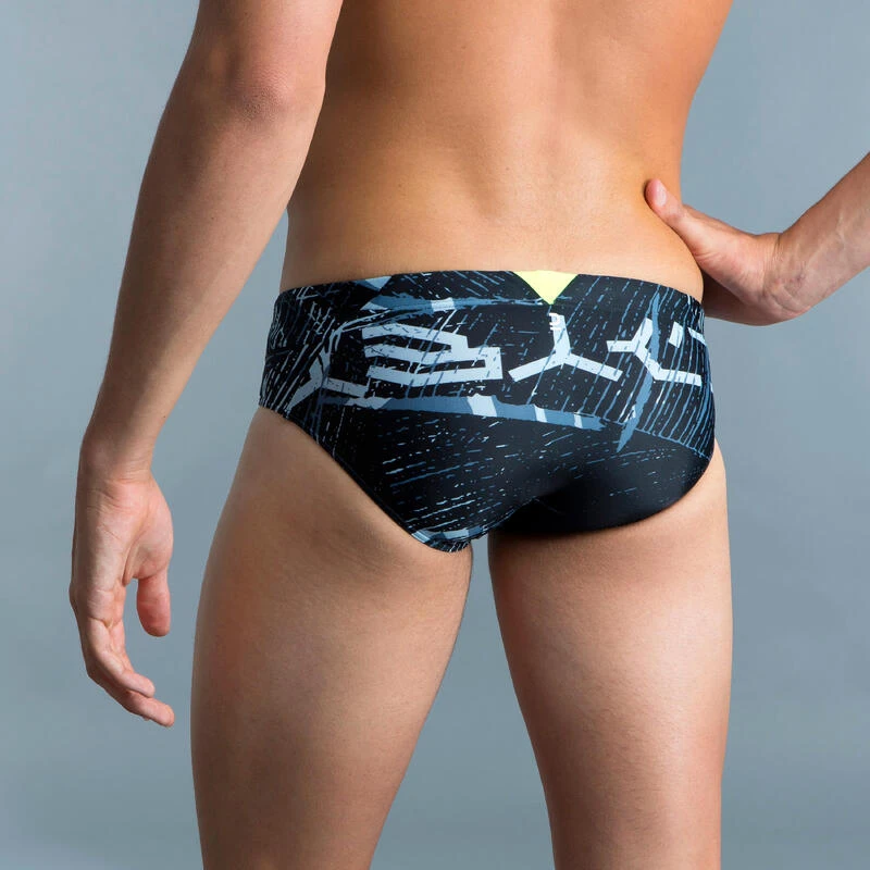 MAILLOT DE BAIN NATATION HOMME SLIP 900 PRINT KOLI GRIS 6 MAILLOT DE BAIN NATATION HOMME SLIP 900 PRINT KOLI GRIS – Image 4