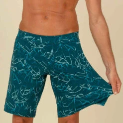 Short De Bain Natation Homme - Swimshort 100 Long - Bana Turquoise Bleu Marine -Nabaiji maillot de bain natation homme swimshort 100 long tex kaki 5