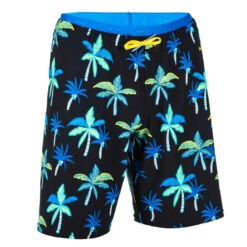 Maillot De Bain Short Natation Garçon - 100 Long - Palmi Noir -Nabaiji maillot de bain short natation garcon 100 long tex bleu 6