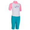 Combinaison De Natation Anti UV Bébé / Enfant Manches Courtes Rose Imprimé 2 Combinaison De Natation Anti UV Bébé / Enfant Manches Courtes Rose Imprimé -Nabaiji maillot de bain shorty anti uv bebe manches courtes blanc bleu et rose imprime
