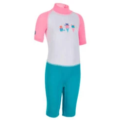 Combinaison De Natation Anti UV Bébé / Enfant Manches Courtes Rose Imprimé