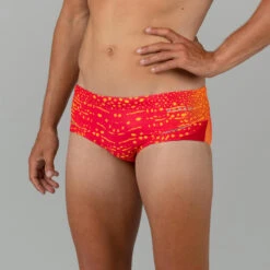 MAILLOT NATATION HOMME SLIP BANDEAU 900 BALEO ROUGE ORANGE -Nabaiji maillot natation homme slip bandeau 900 baleo rouge orange 2