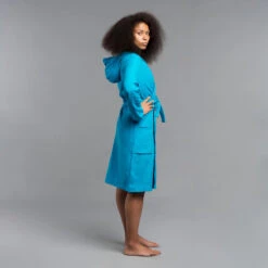 Peignoir De Bain Femme Coton Turquoise -Nabaiji peignoir de bain femme coton turquoise 2
