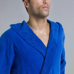 PEIGNOIR DE BAIN HOMME WATER POLO COTON EPAIS BLEU CLAIR -Nabaiji peignoir de bain homme water polo coton epais bleu clair 4