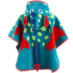 Poncho Bébé Avec Capuche Bleu Vert Imprimé DRAGON -Nabaiji poncho bebe avec capuche bleu vert imprime dragon 2