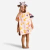 Poncho De Bain Coton Bébé - Girafe Blanc Rose -Nabaiji poncho bebe slash enfant blanc rose avec capuche imprime girafe
