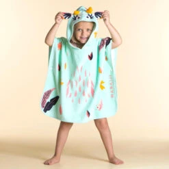 Poncho De Bain Coton Bébé - Gazelle Vert Menthe -Nabaiji poncho de bain coton bebe gazelle vert menthe 3