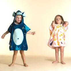 Poncho De Bain Coton Bébé - Singe Bleu Foncé -Nabaiji poncho de bain coton bebe singe bleu fonce 2
