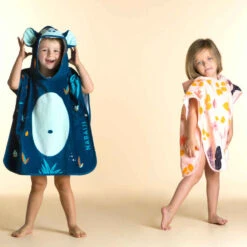 Poncho De Bain Coton Bébé - Singe Bleu Foncé -Nabaiji poncho de bain coton bebe singe bleu fonce 7