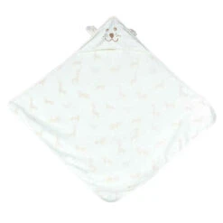 Serviette De Bain En Coton Pour Bébé Imprimé SAVANE Avec Capuche -Nabaiji serviette de bain en coton pour bebe imprime savane avec capuche 4