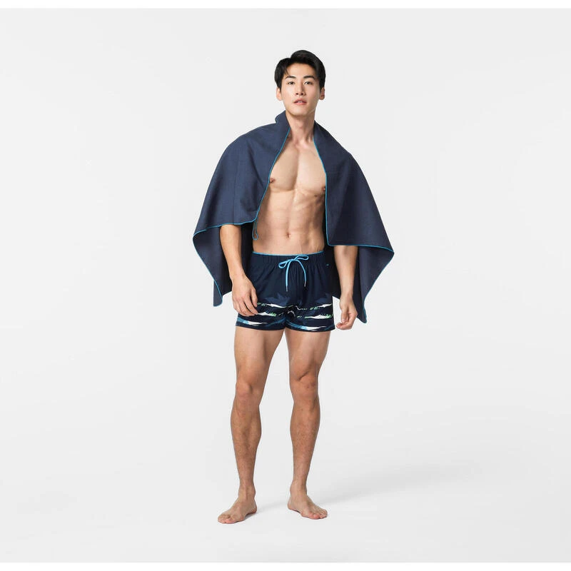 Serviette De Bain Microfibre à Rayures Bleu Foncé Taille L 80 X 130 Cm 5 Serviette De Bain Microfibre à Rayures Bleu Foncé Taille L 80 X 130 Cm – Image 3