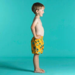 Short De Bain Bébé / Enfant Jaune Imprimé Palmiers -Nabaiji short de bain bebe enfant jaune imprime palmiers 1