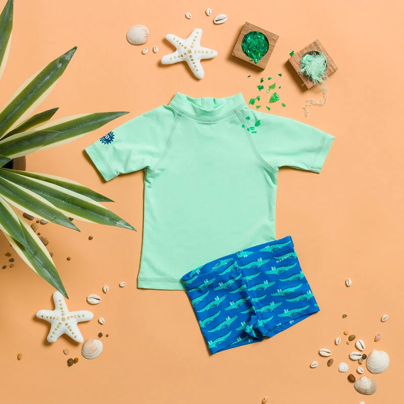 T-shirt Anti UV Bébé Manches Courtes Vert Clair 4 T-shirt Anti UV Bébé Manches Courtes Vert Clair – Image 2